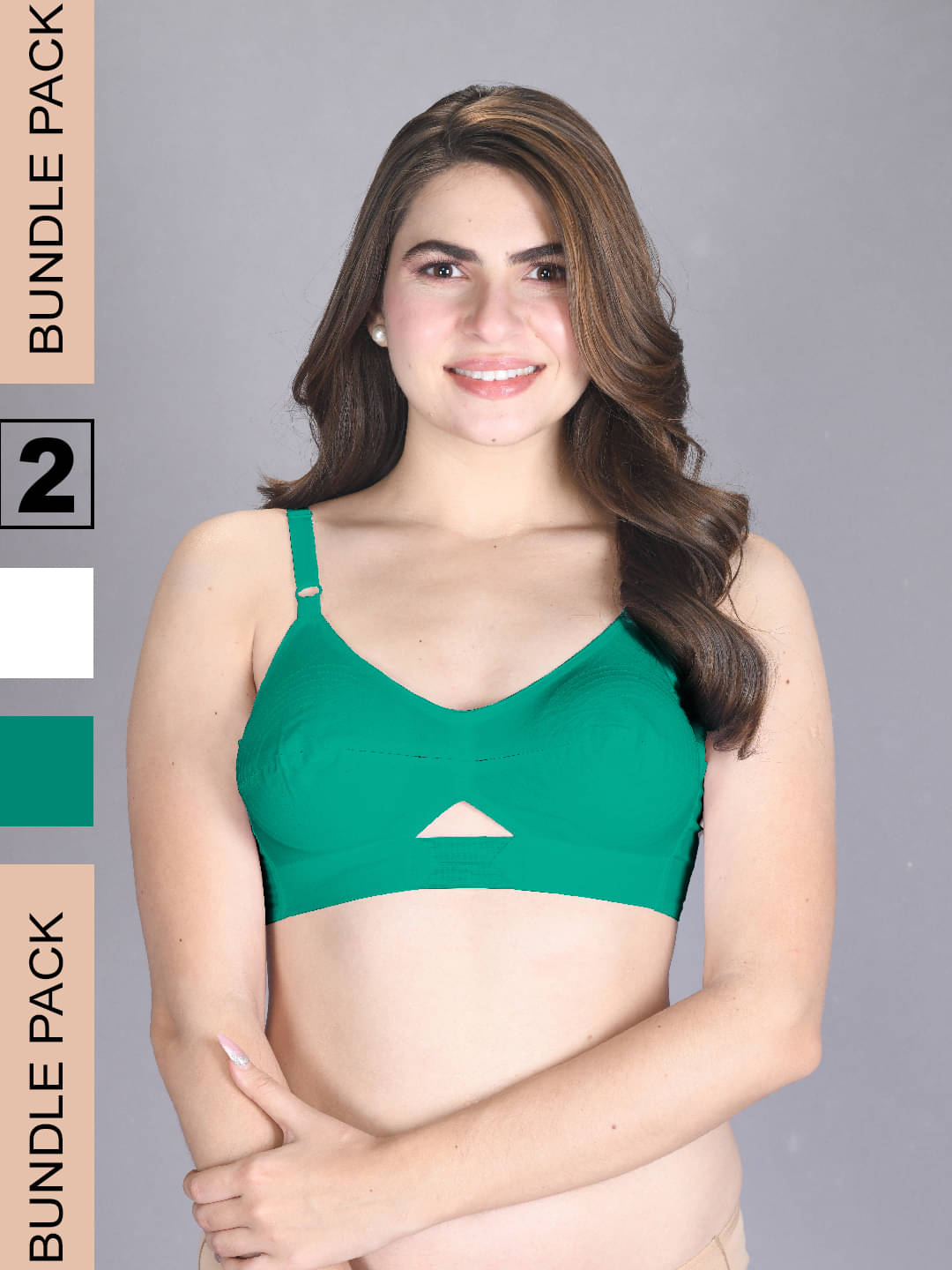     			lux venus Pack of 2 Cotton Non Padded Women's Everyday Bra ( Teal ) VEN_BRA151_WH_TL_32_2PC