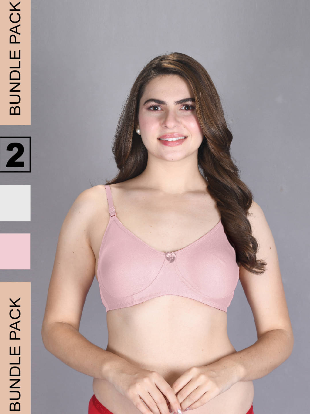     			lux venus Pack of 2 Cotton Non Padded Women's T-Shirt Bra ( White ) VEN_BRA163_ROS_WH_2PC
