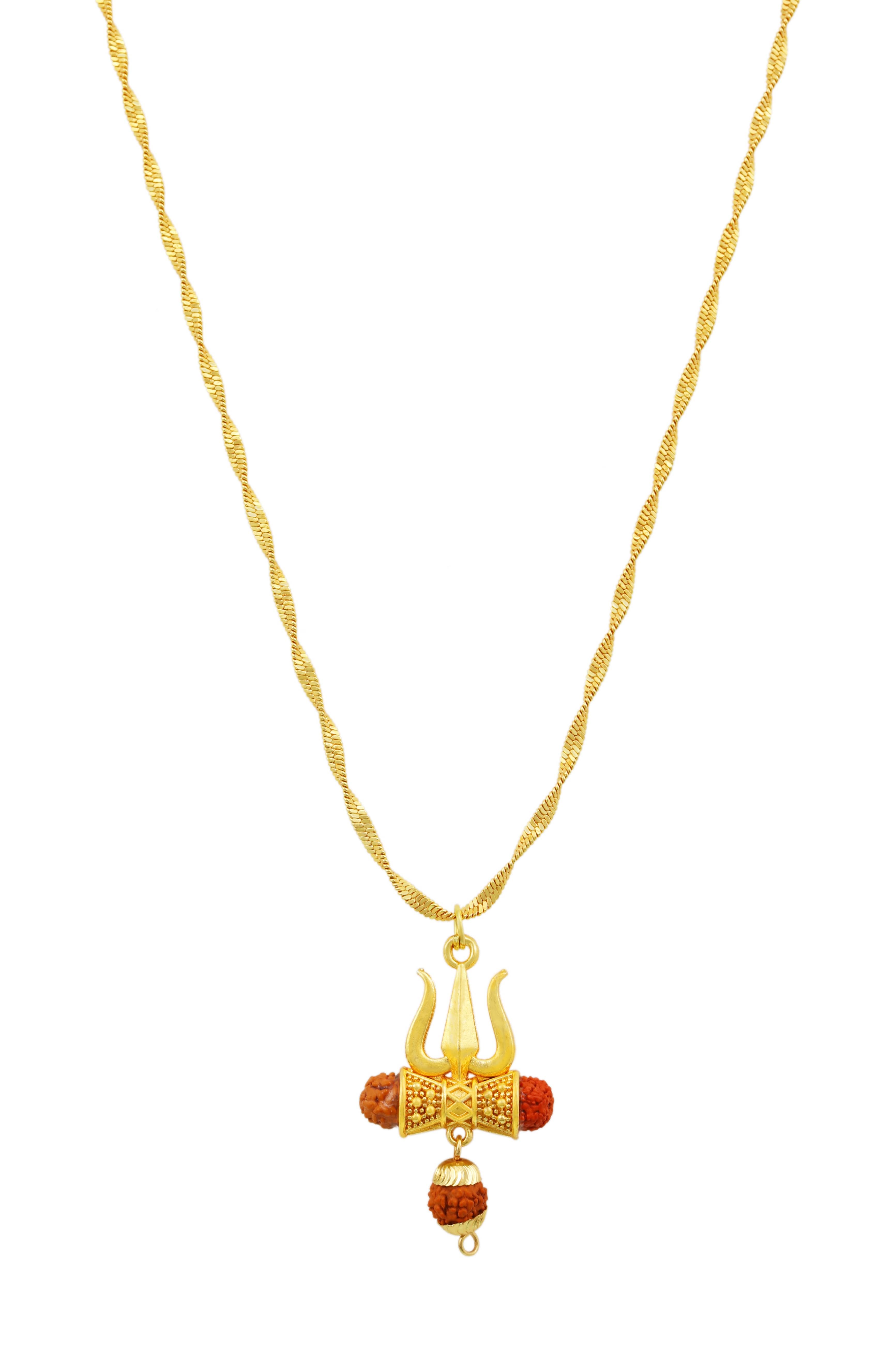 Charms Gold Religious Pendant With Chain ( Pack of 1 )