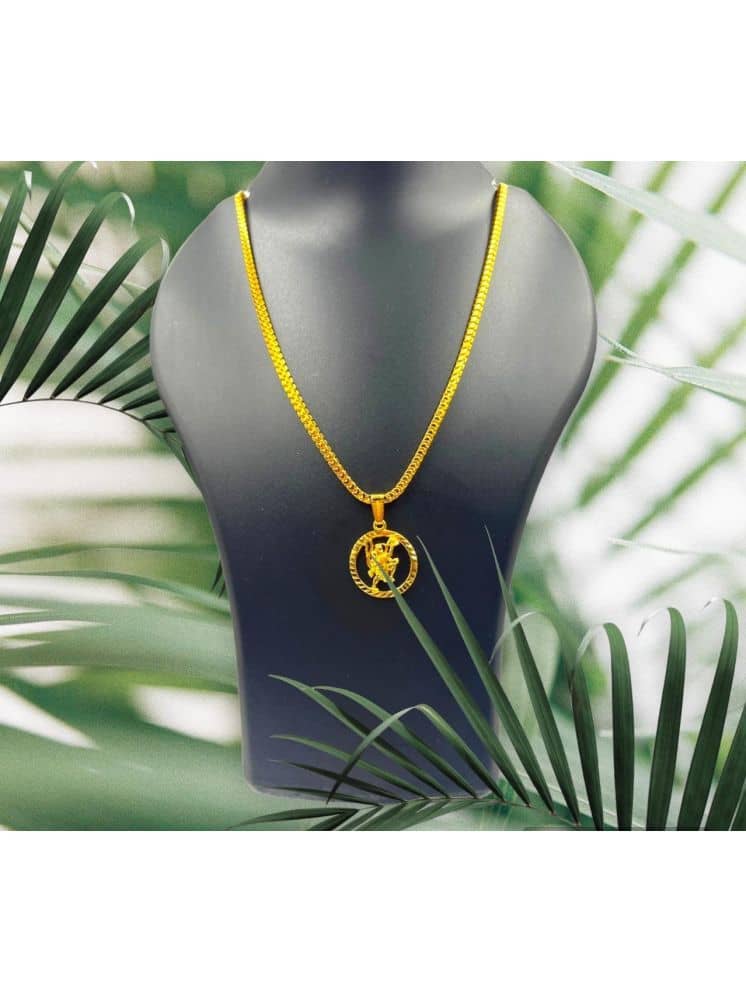 Charms Gold Religious Pendant With Chain ( Pack of 1 )