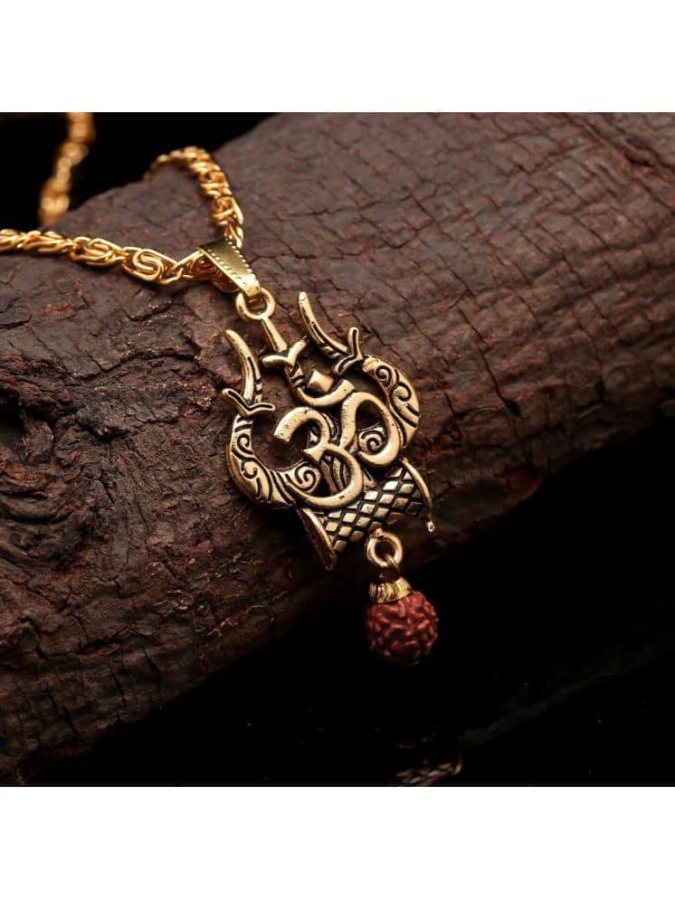 Charms Gold Religious Pendant With Chain ( Pack of 1 )