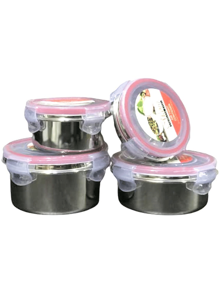     			Dynore Steel Silver Food Container ( Set of 4 )