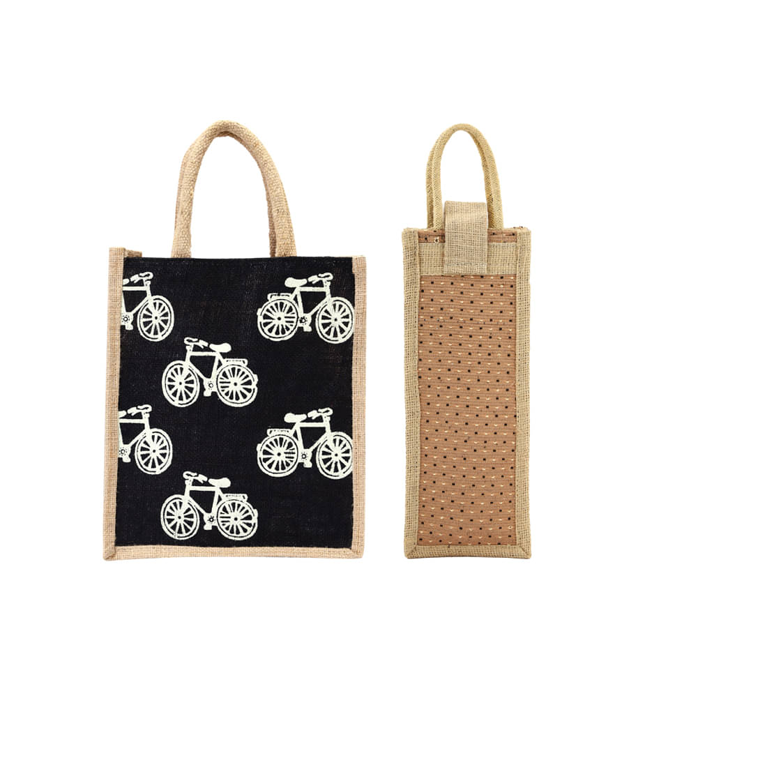     			ENSAC Handheld Bag Jute Set of 2 ( Beige )