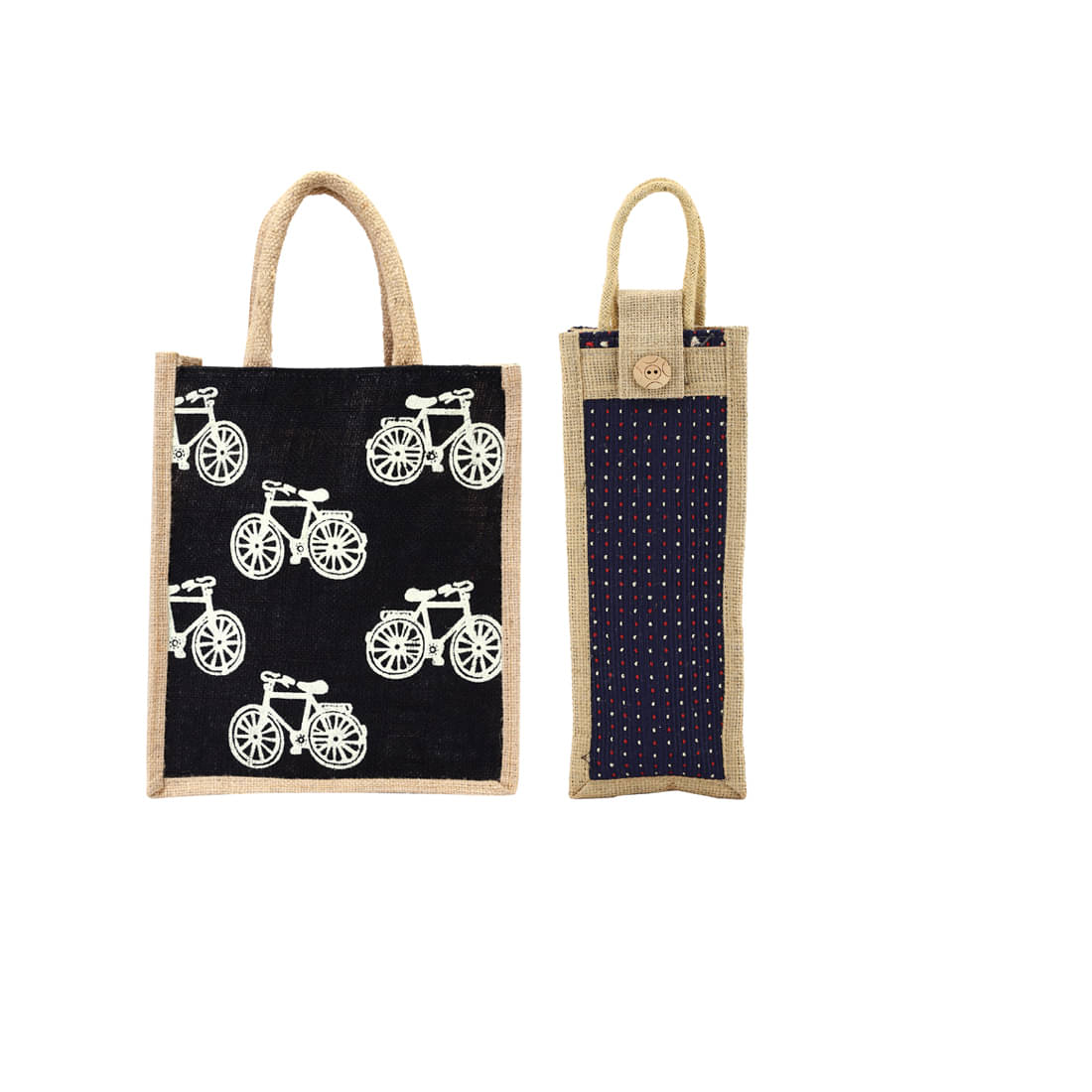     			ENSAC Handheld Bag Jute Set of 2 ( Blue )