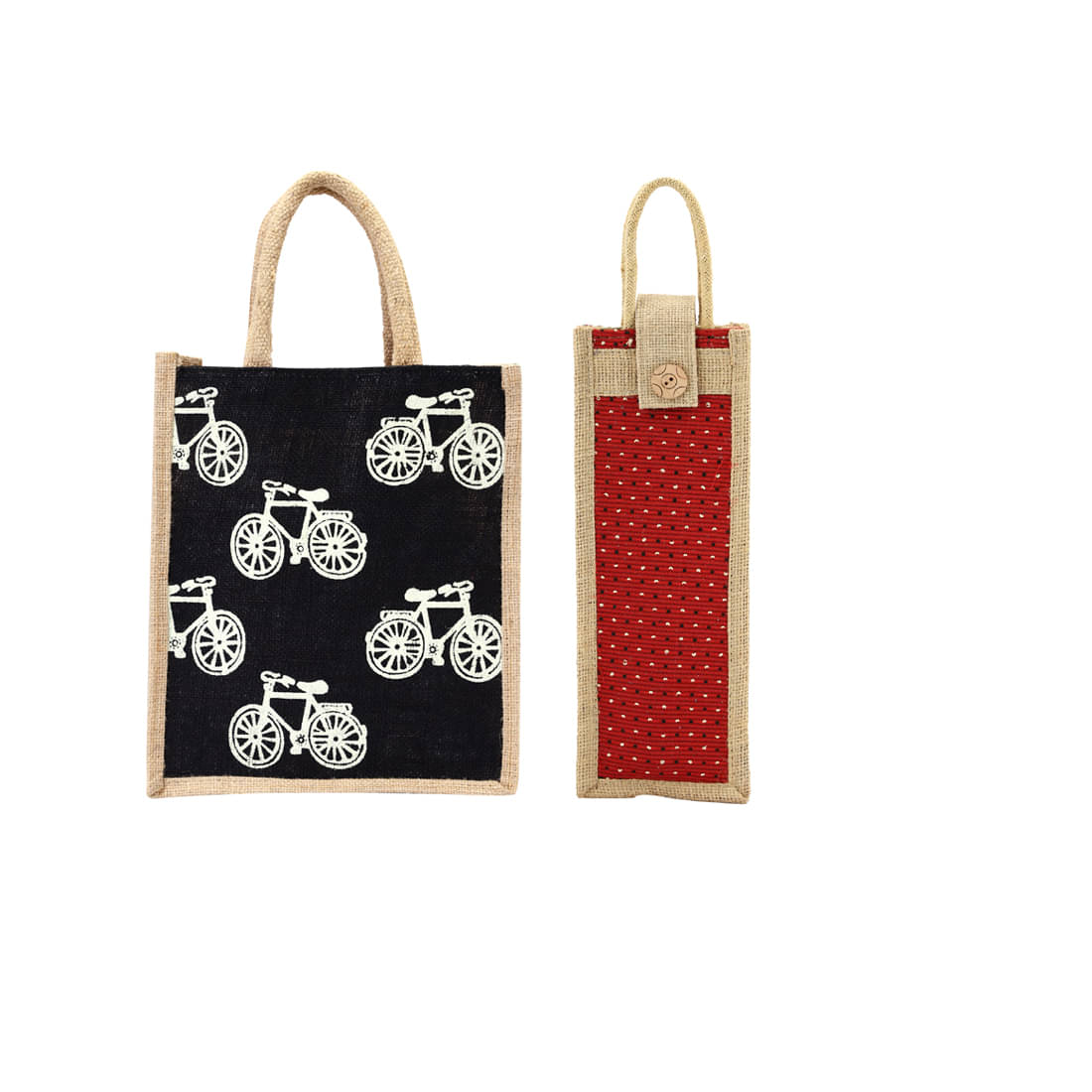     			ENSAC Handheld Bag Jute Set of 2 ( Red )