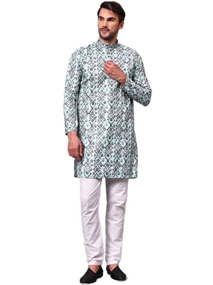 FIREFISH Light Green Rayon Regular Fit Men's Kurta Pyjama Set ( Pack of 1 ) FIREFISH Light Green Rayon Regular Fit Men's Kurta Pyjama Set ( Pack of 1 )