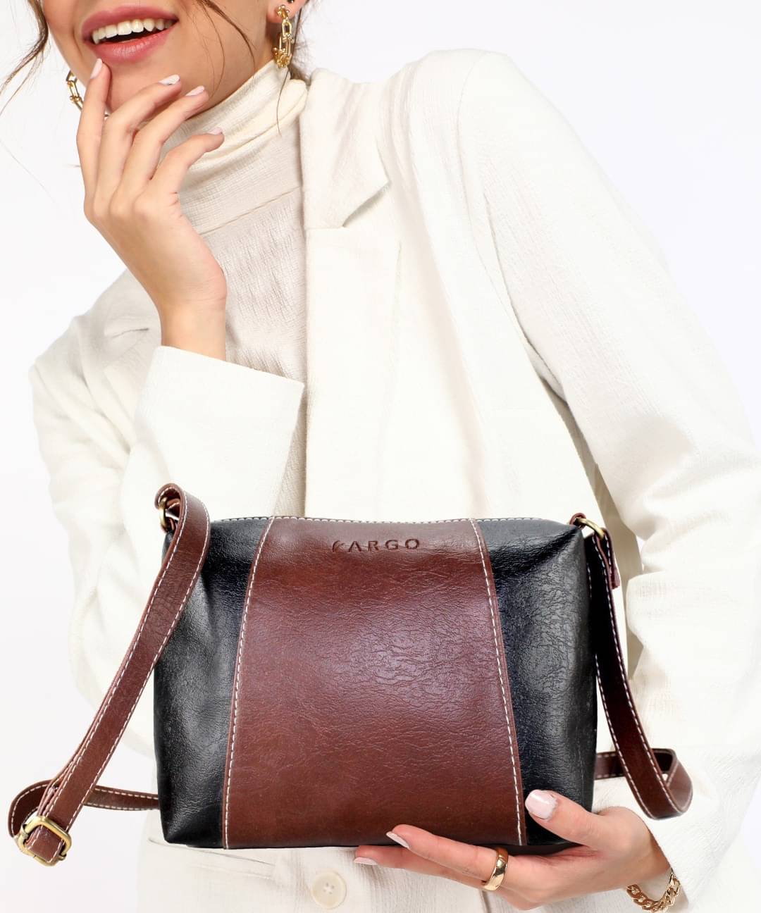     			Fargo Black,Brown Artificial Leather Sling Bag