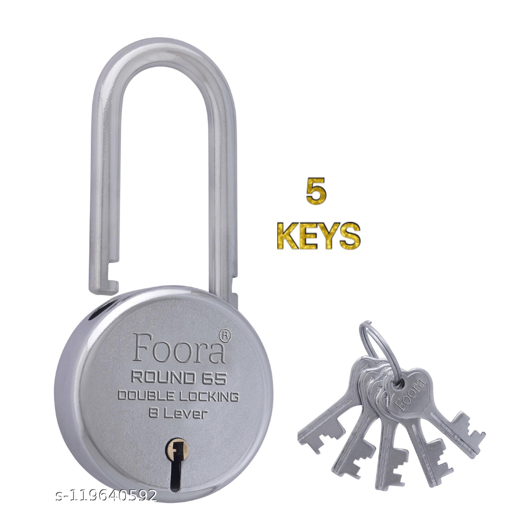     			Foora Round 65mm Lock | 5 Keys | Double Locking | 8 Steel Lever | Heavy Shackle