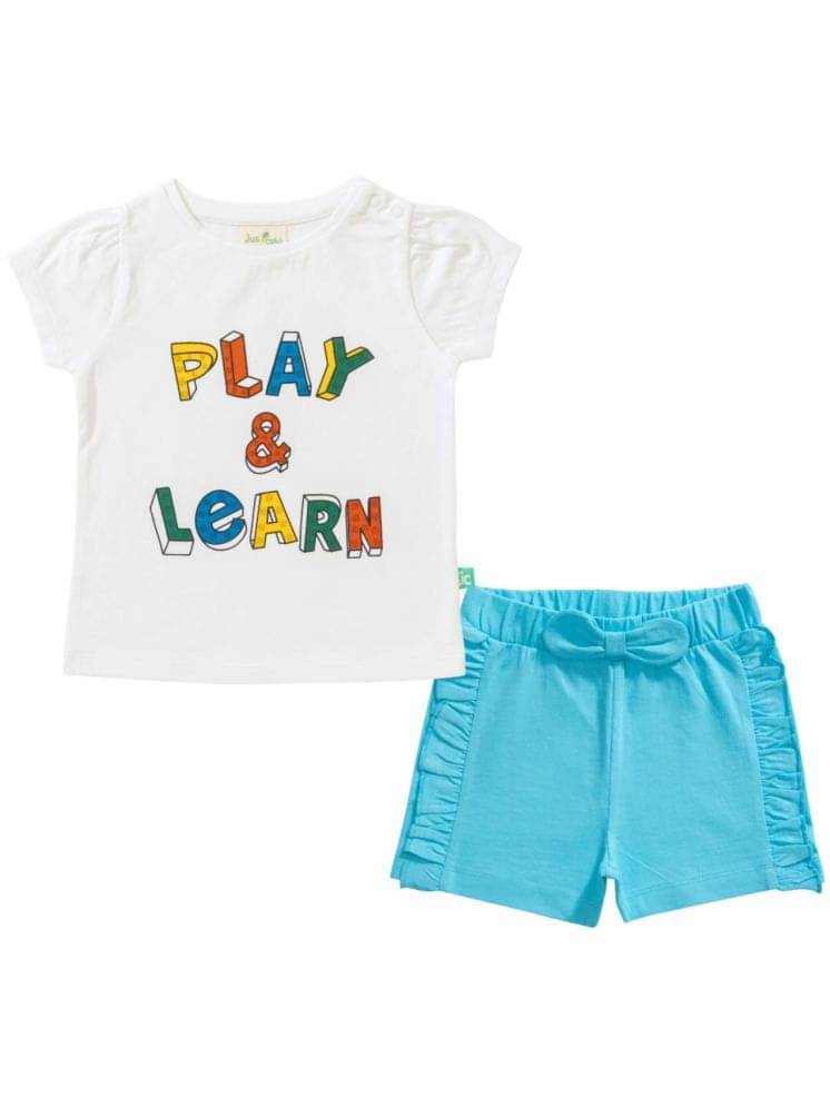     			Juscubs Pack of 1 Baby Girls Cotton Top & Shorts ( White )