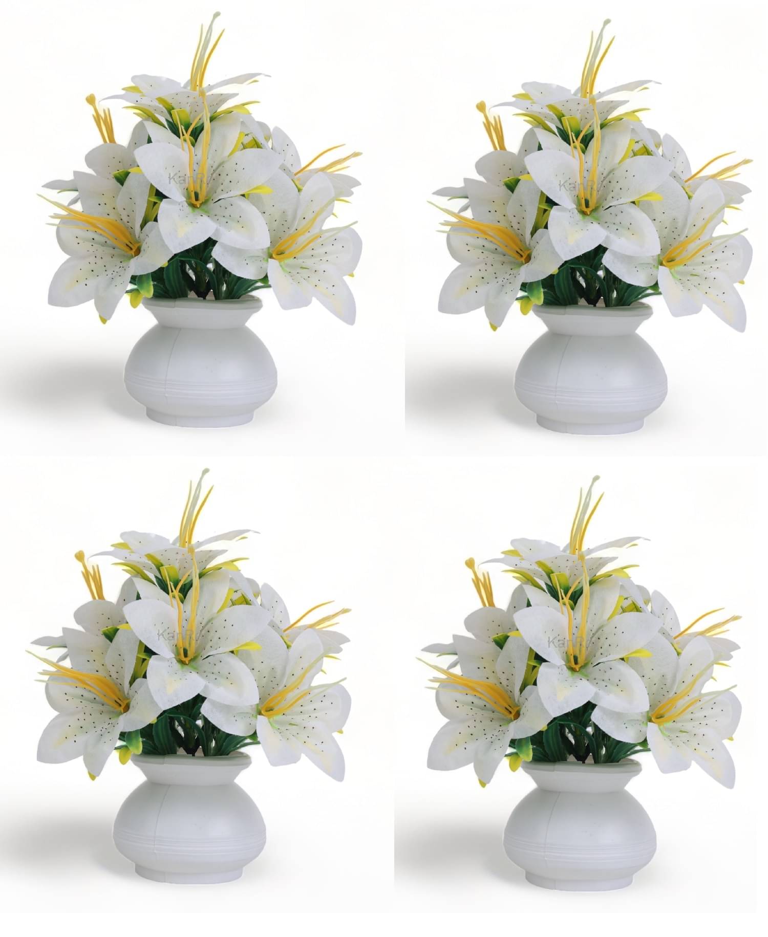     			KanRaj - White Wild Artificial Flowers Bunch ( Pack of 4 )