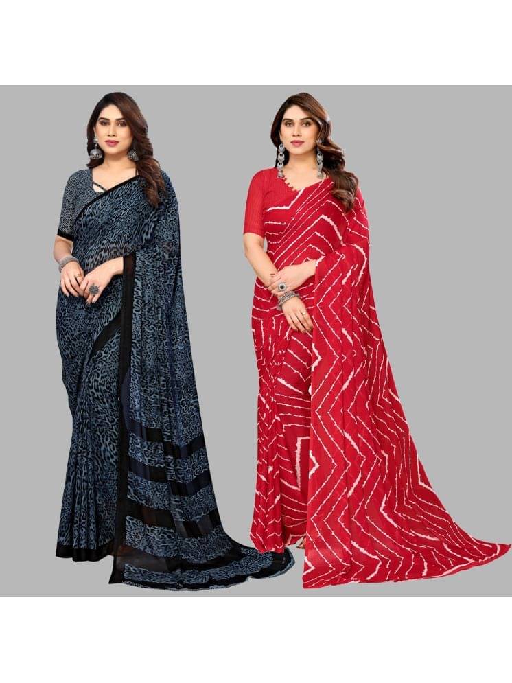 Kashvi Sarees Georgette Printed Saree With Unstitched Blouse Piece ( Multicolour ) Kashvi Sarees Georgette Printed Saree With Unstitched Blouse Piece ( Multicolour )