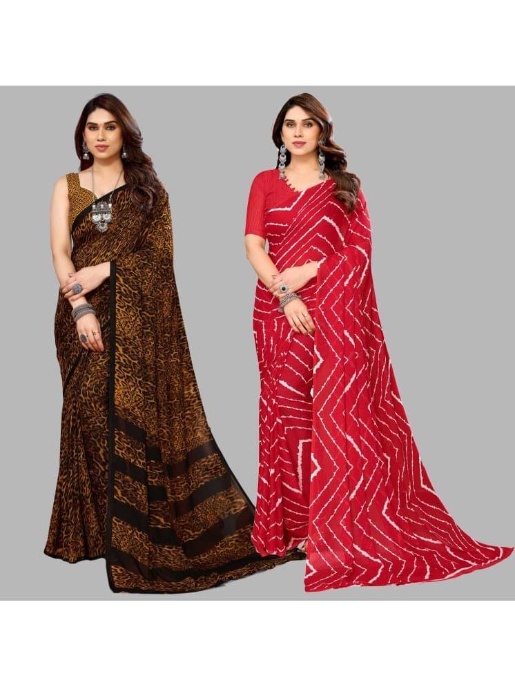 Kashvi Sarees Georgette Printed Saree With Unstitched Blouse Piece ( Multicolour )     			Kashvi Sarees Georgette Printed Saree With Unstitched Blouse Piece ( Multicolour )