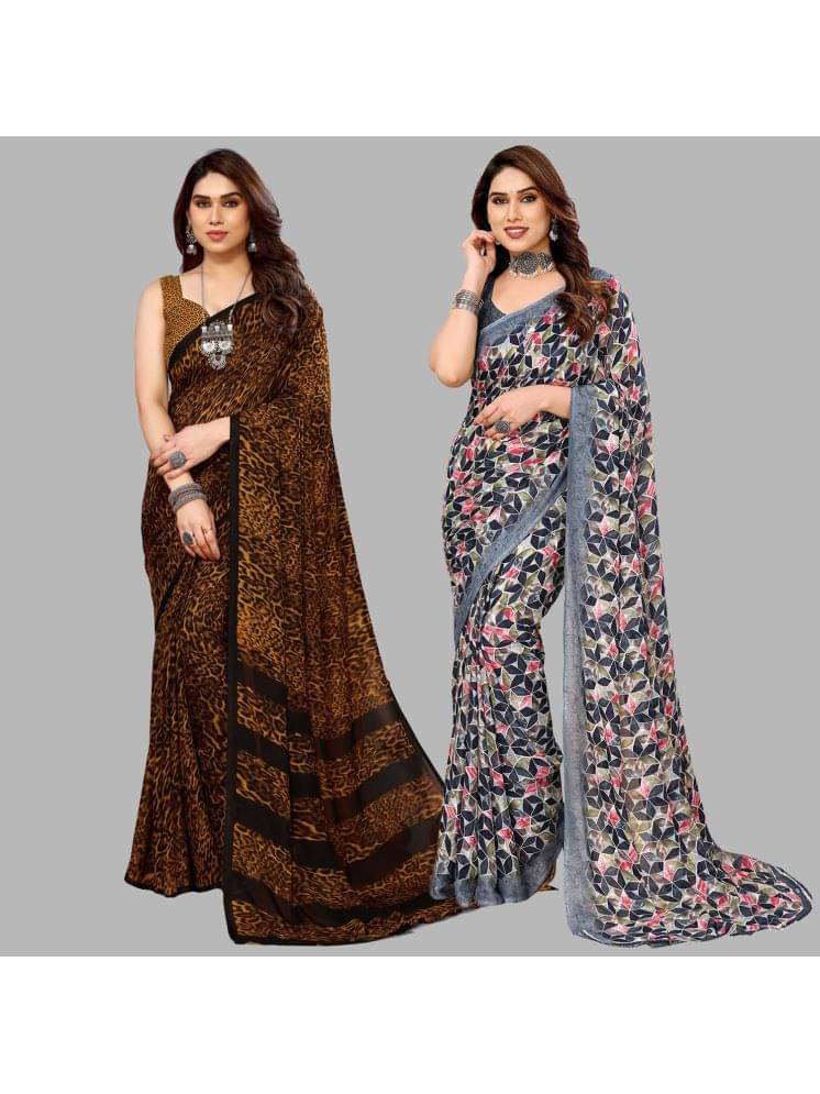 Kashvi Sarees Georgette Printed Saree With Unstitched Blouse Piece ( Multicolour )     			Kashvi Sarees Georgette Printed Saree With Unstitched Blouse Piece ( Multicolour )
