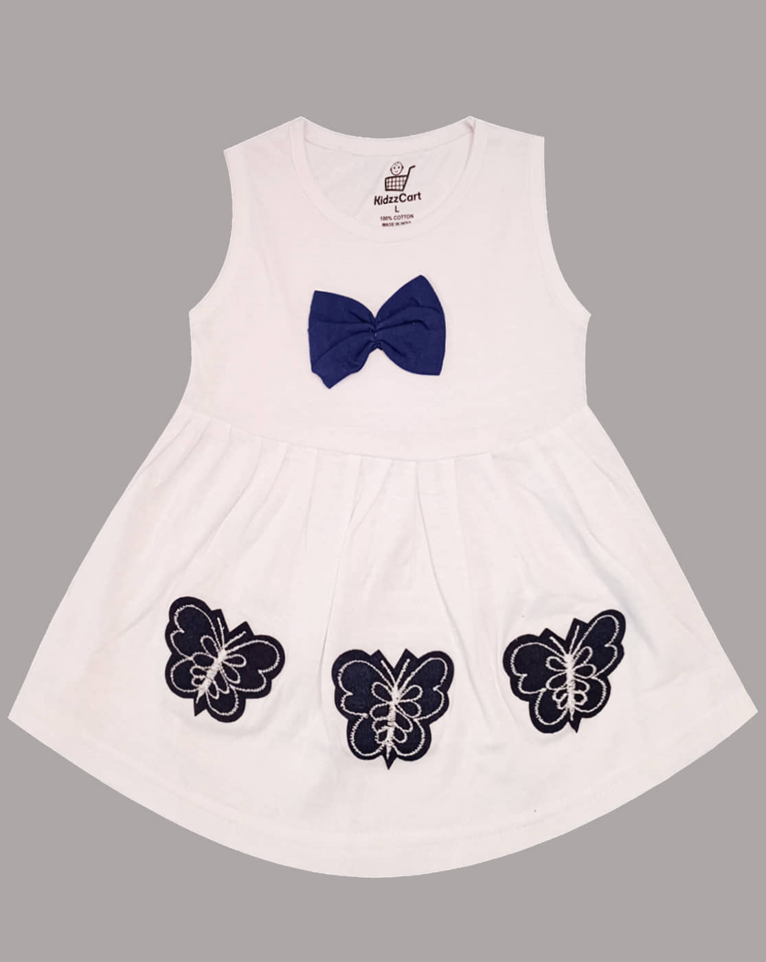 KidzzCart Pack of 1 Baby Girls Cotton Frock ( White )