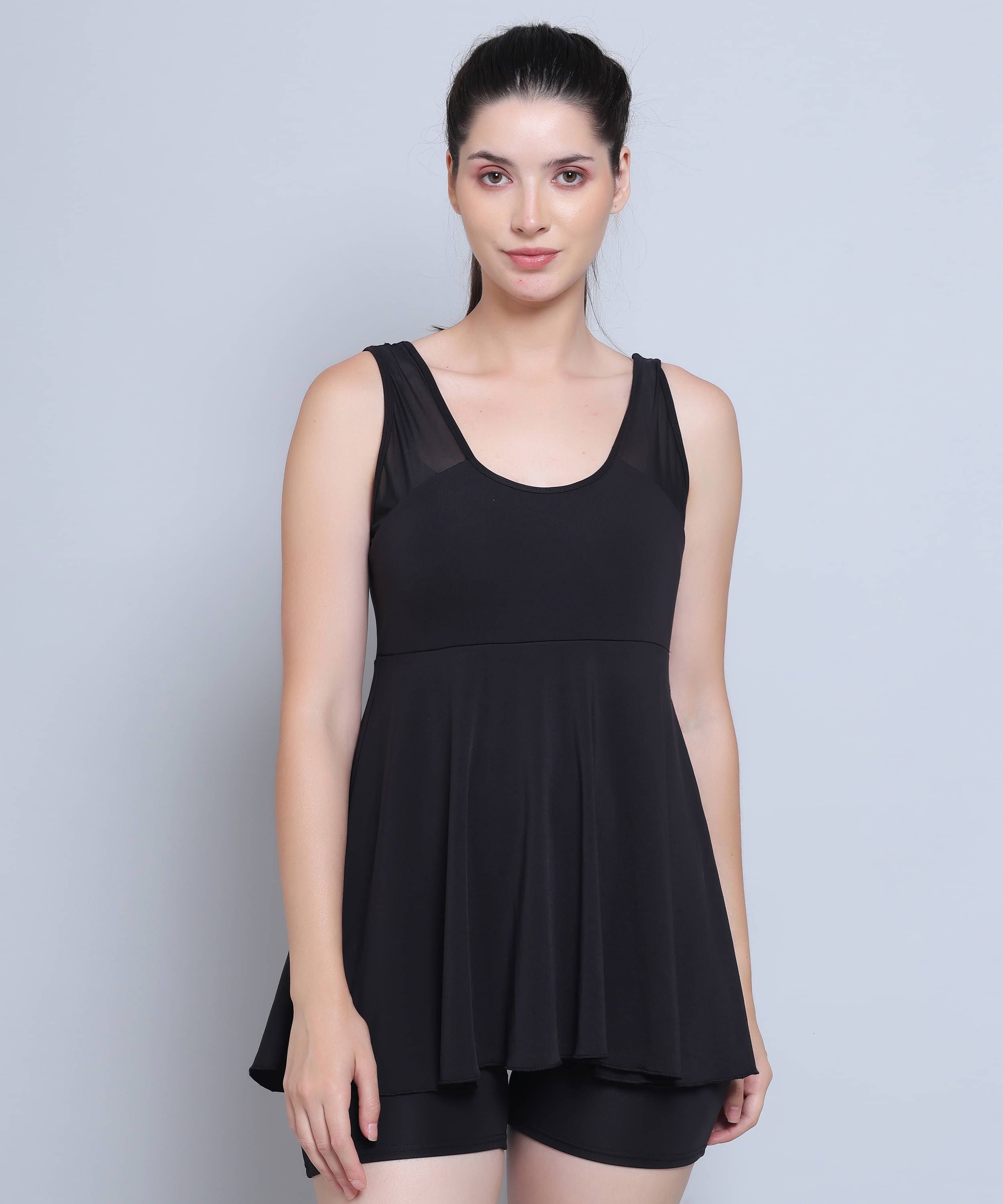     			MEGASKA Black One Piece Swimming Costume