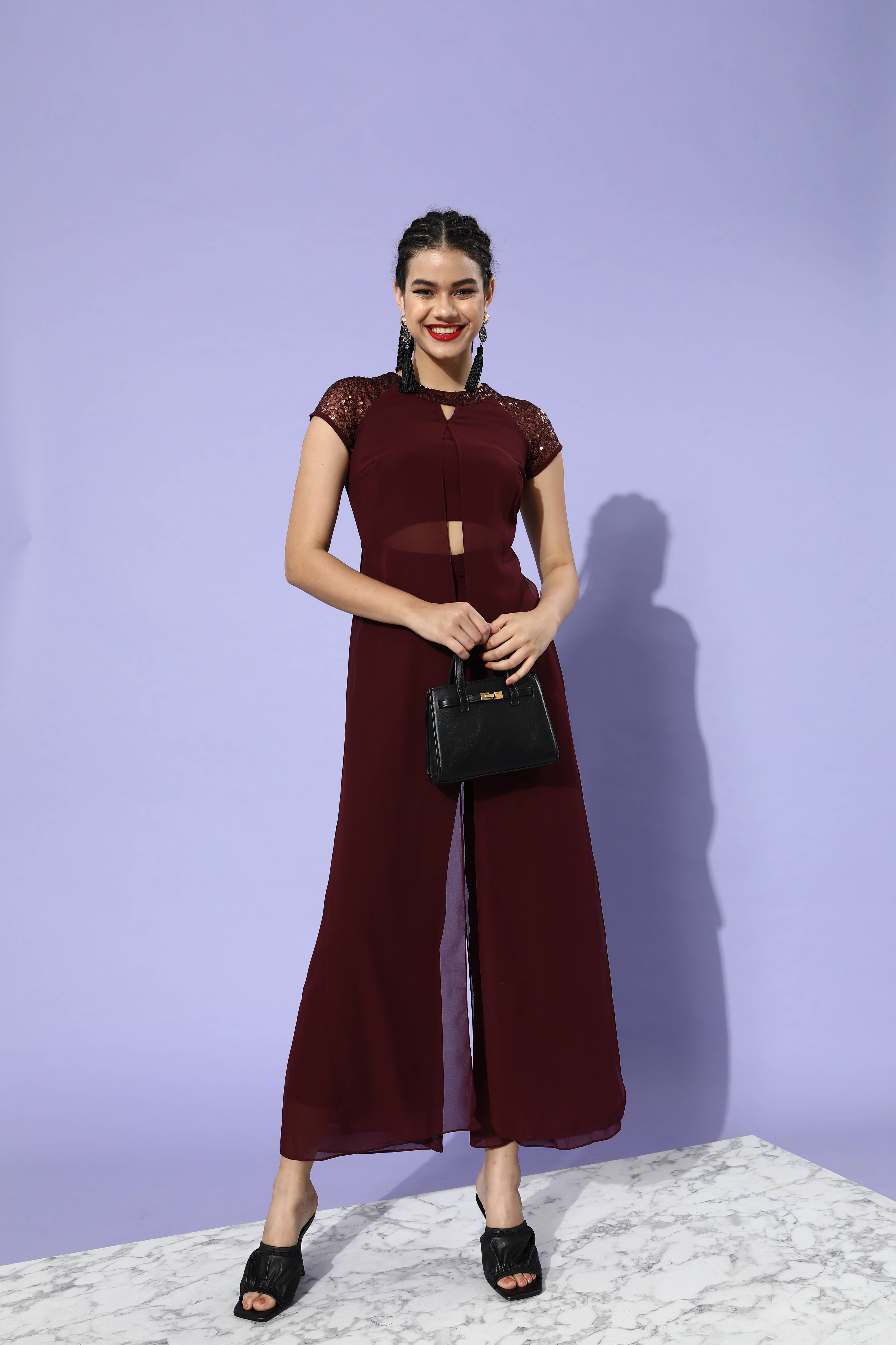     			Miss Chase Maroon Polyester Regular Fit Women's Jumpsuit ( Pack of 1 )