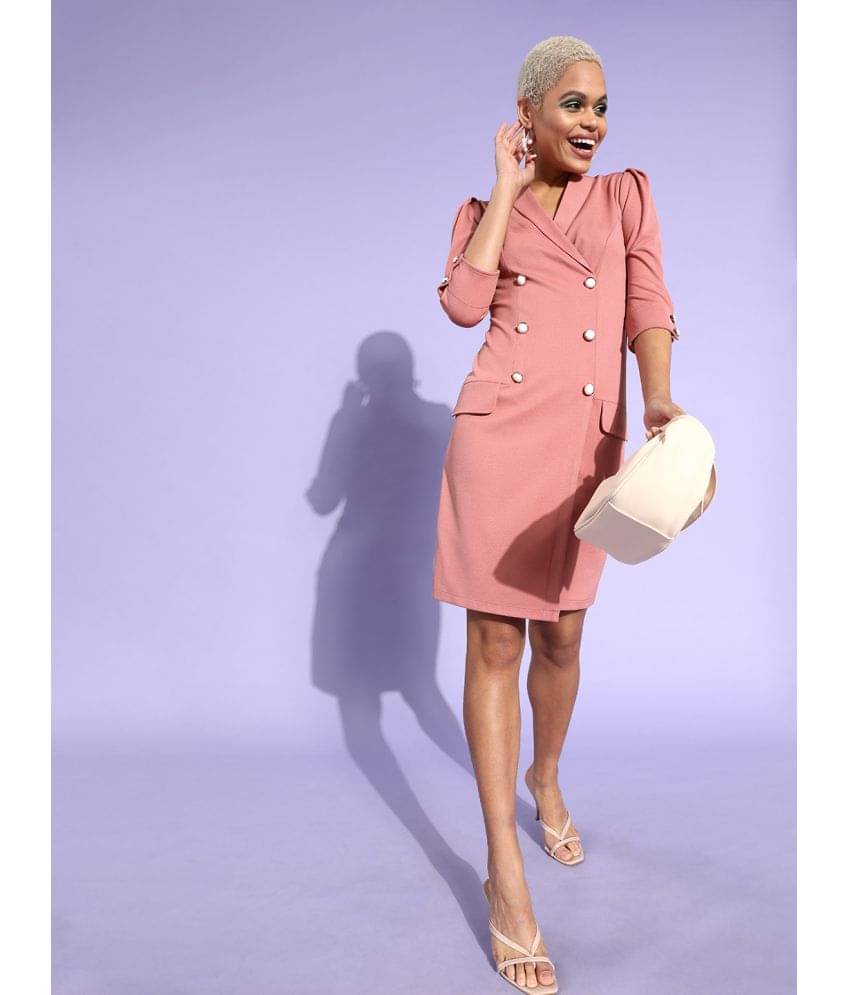     			Miss Chase Women Polyester Solid Bodycon Dress ( Pink )