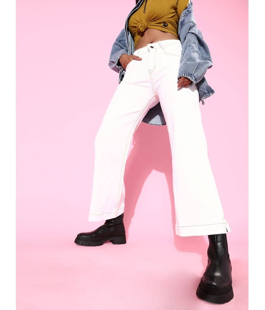     			Miss Chase - White Cotton Flared Women's Jeans ( Pack of 1 )