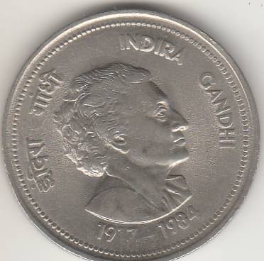 NUMISMATTECLY  RARE AND COLLECTIBLE -5 RUPEES ,INDERA GANDHI JI-1917-1984,BIG SIZE AND  HEAVY IN -WIGHT-12.5 GRAMS IN EXTRA. FINE CONDITION,CHECK PICTURE CAREFULLY BEFORE ORFER PLEASE DONT PLACE FAKE ORDER.     			NUMISMATTECLY  RARE AND COLLECTIBLE -5 RUPEES ,INDERA GANDHI JI-1917-1984,BIG SIZE AND  HEAVY IN -WIGHT-12.5 GRAMS IN EXTRA. FINE CONDITION,CHECK PICTURE CAREFULLY BEFORE ORFER PLEASE DONT PLACE FAKE ORDER.