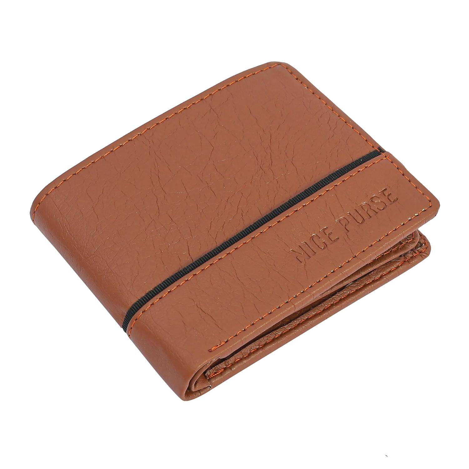     			Nice Purse Tan PU Men's Two Fold Wallet,Regular Wallet,Travel Wallet ( Pack of 1 )