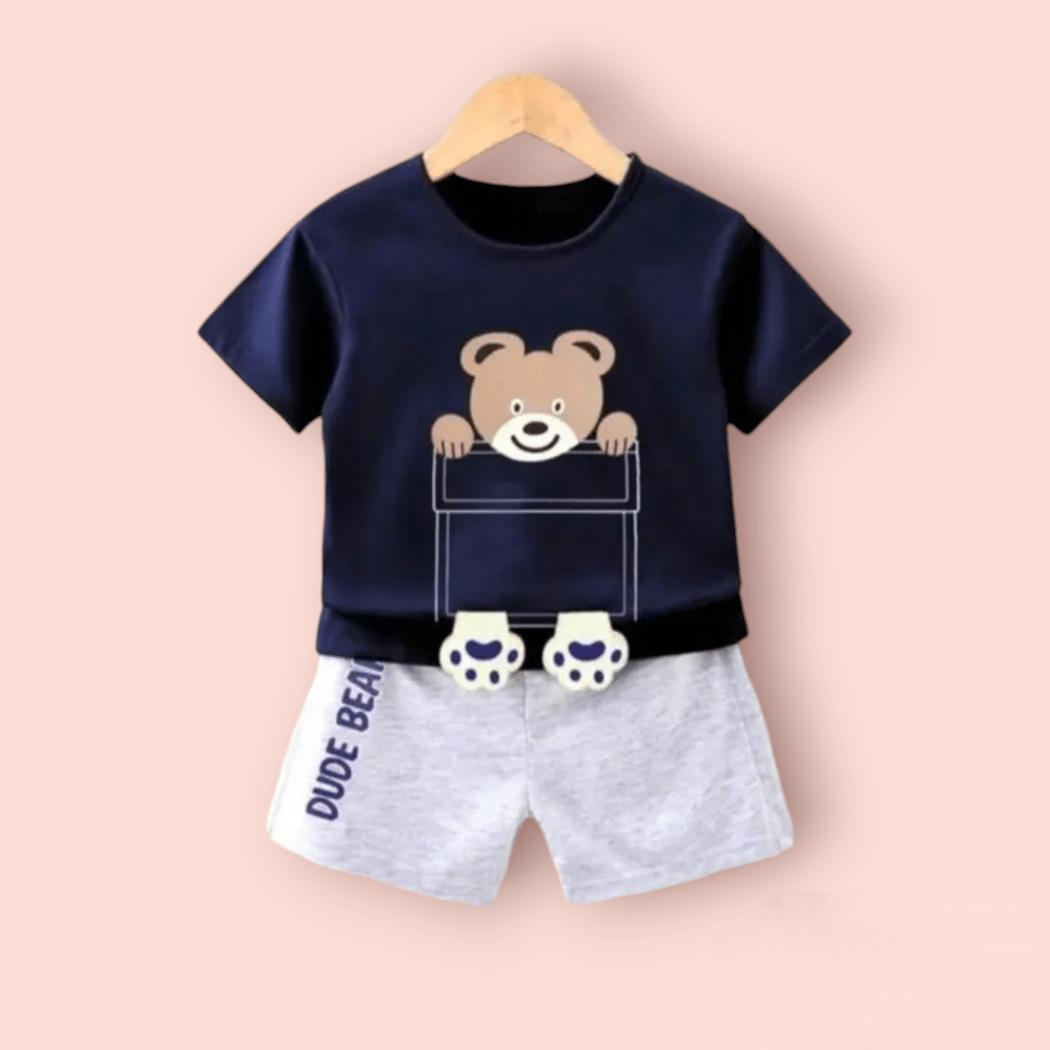     			ODIMENT Pack of 1 Boys Cotton T-Shirt & Shorts Set ( Navy )