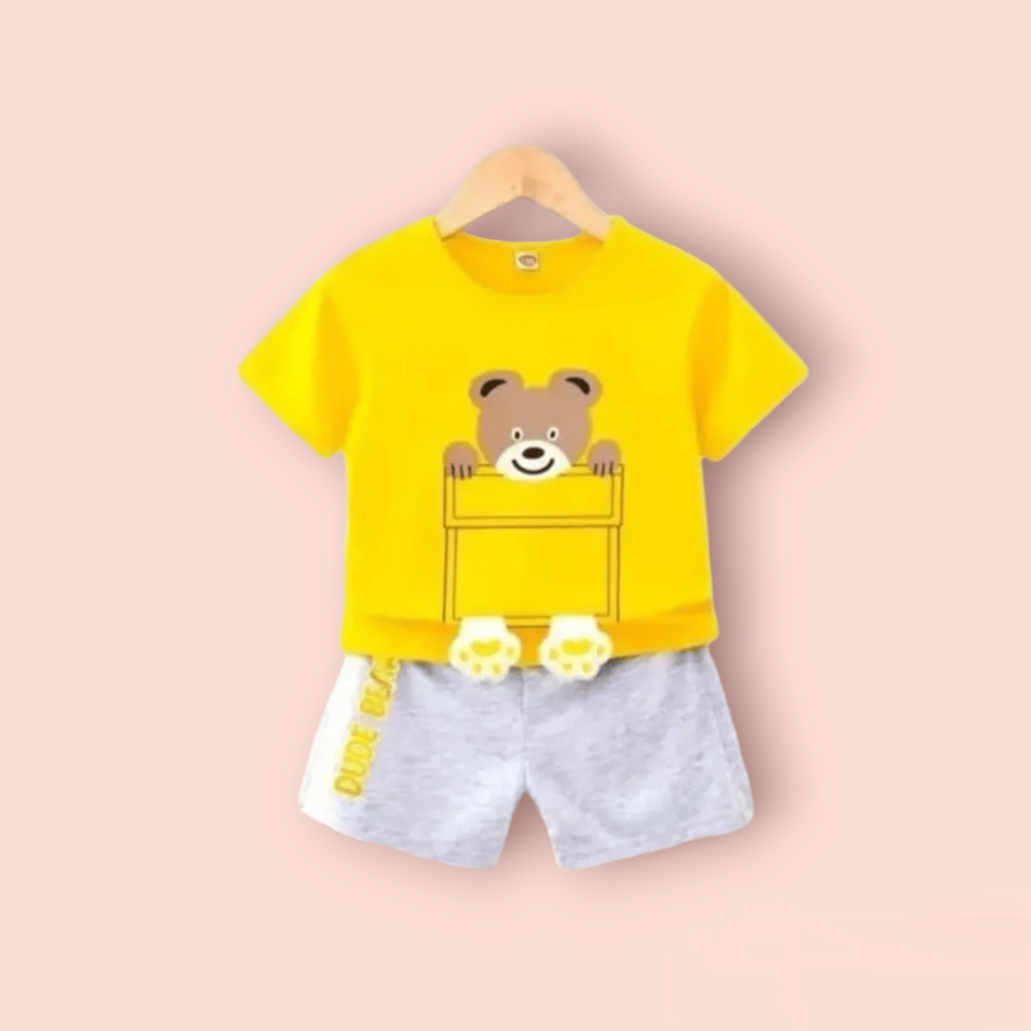     			ODIMENT Pack of 1 Boys Cotton T-Shirt & Shorts Set ( Yellow )