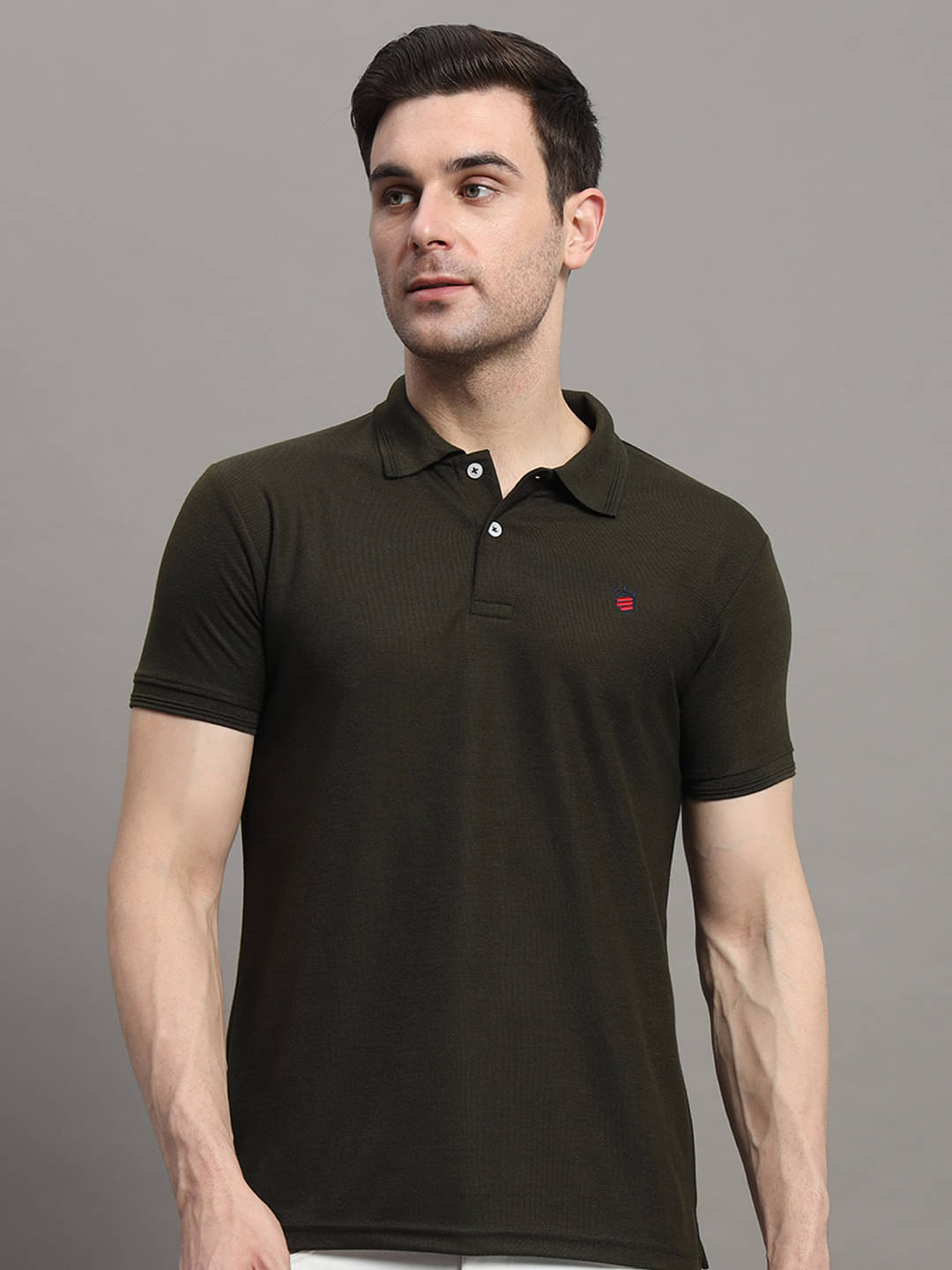 R.ARHAN PREMIUM Pack of 1 Cotton Blend Regular Fit Solid Half Sleeves Men's Polo T Shirt ( Olive ) R.ARHAN PREMIUM Pack of 1 Cotton Blend Regular Fit Solid Half Sleeves Men's Polo T Shirt ( Olive )