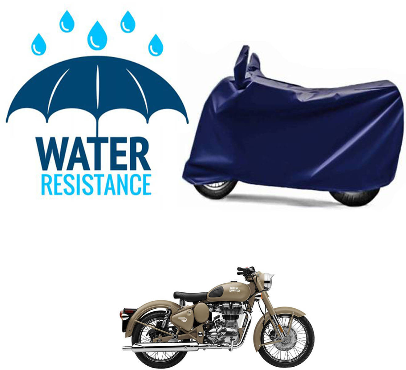 RONISH Bike Body Cover for Royal Enfield Classic Desert Storm ( Pack of 1 ) , Blue RONISH Bike Body Cover for Royal Enfield Classic Desert Storm ( Pack of 1 ) , Blue