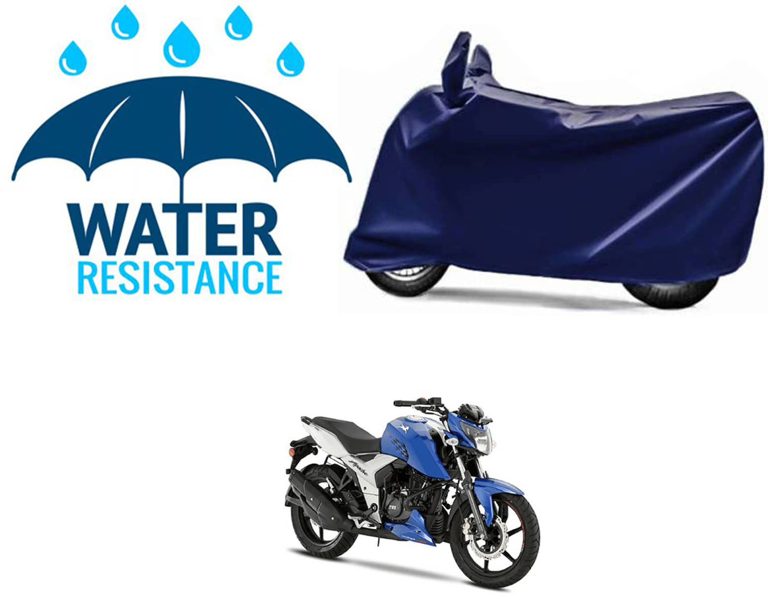 RONISH Bike Body Cover for TVS Apache RTR 160 ( Pack of 1 ) , Blue