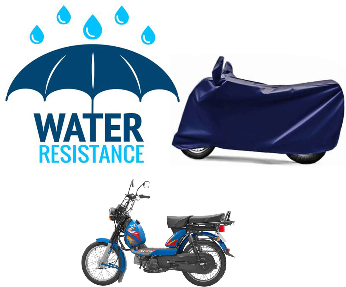 RONISH Bike Body Cover for TVS XL 100 Comfort ( Pack of 1 ) , Blue