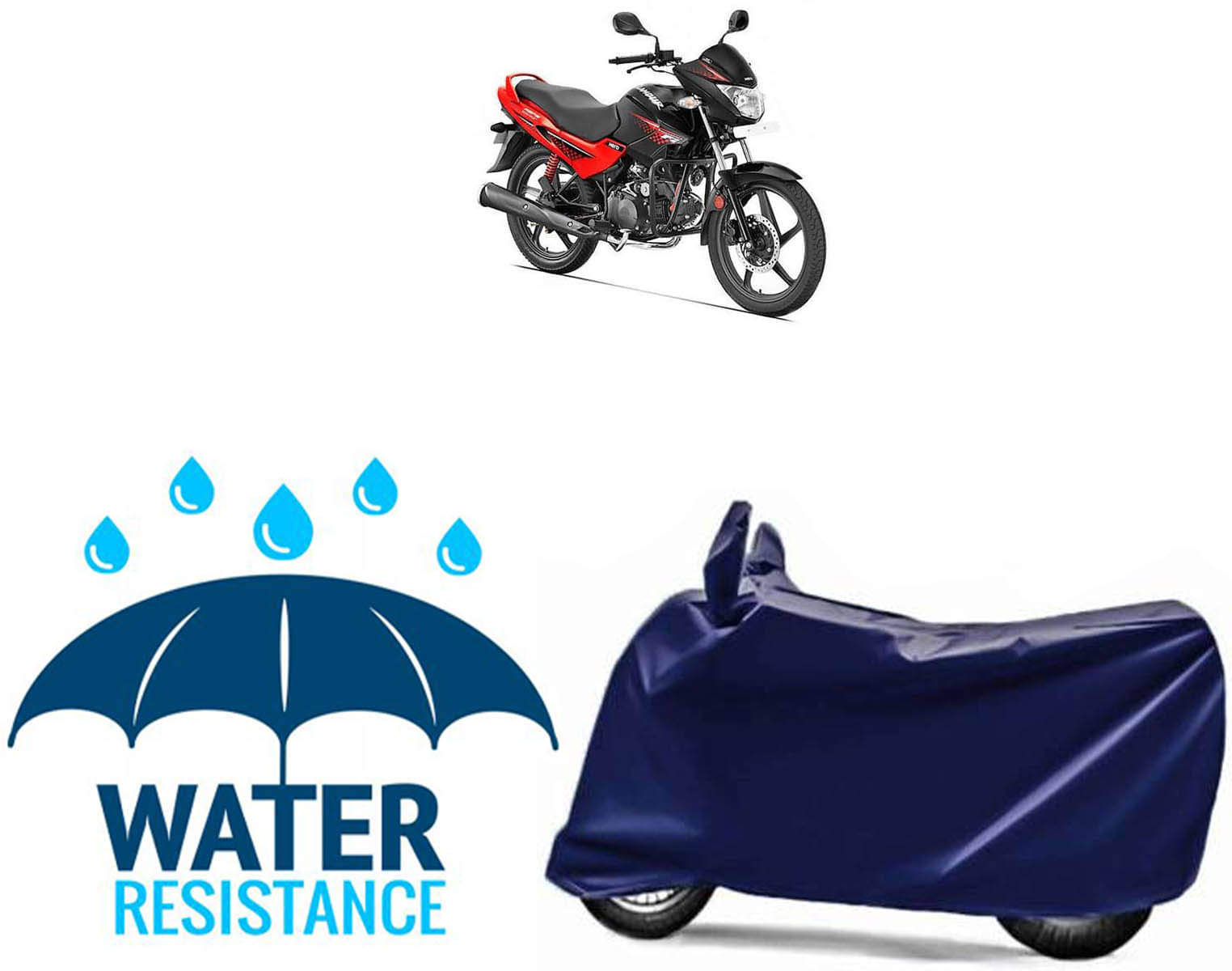     			RONISH Bike Body Cover for Hero Glamour FI ( Pack of 1 ) , Blue