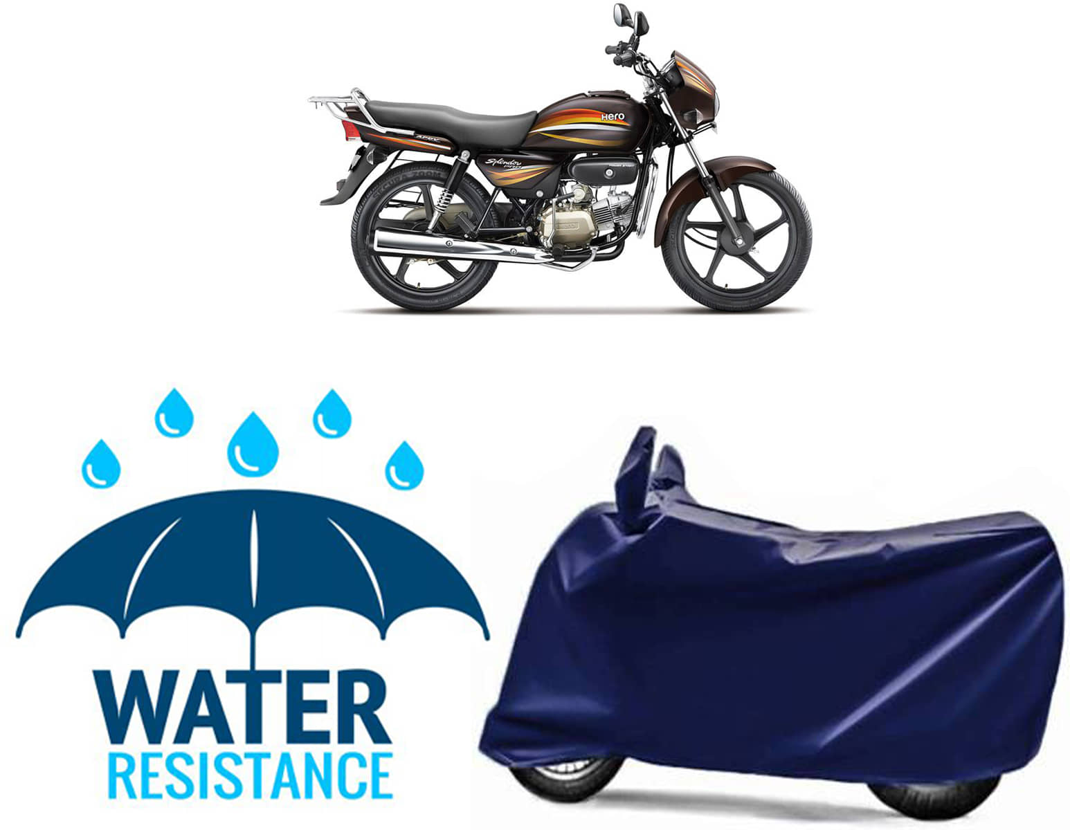 RONISH Bike Body Cover for Hero Splendor Pro ( Pack of 1 ) , Blue