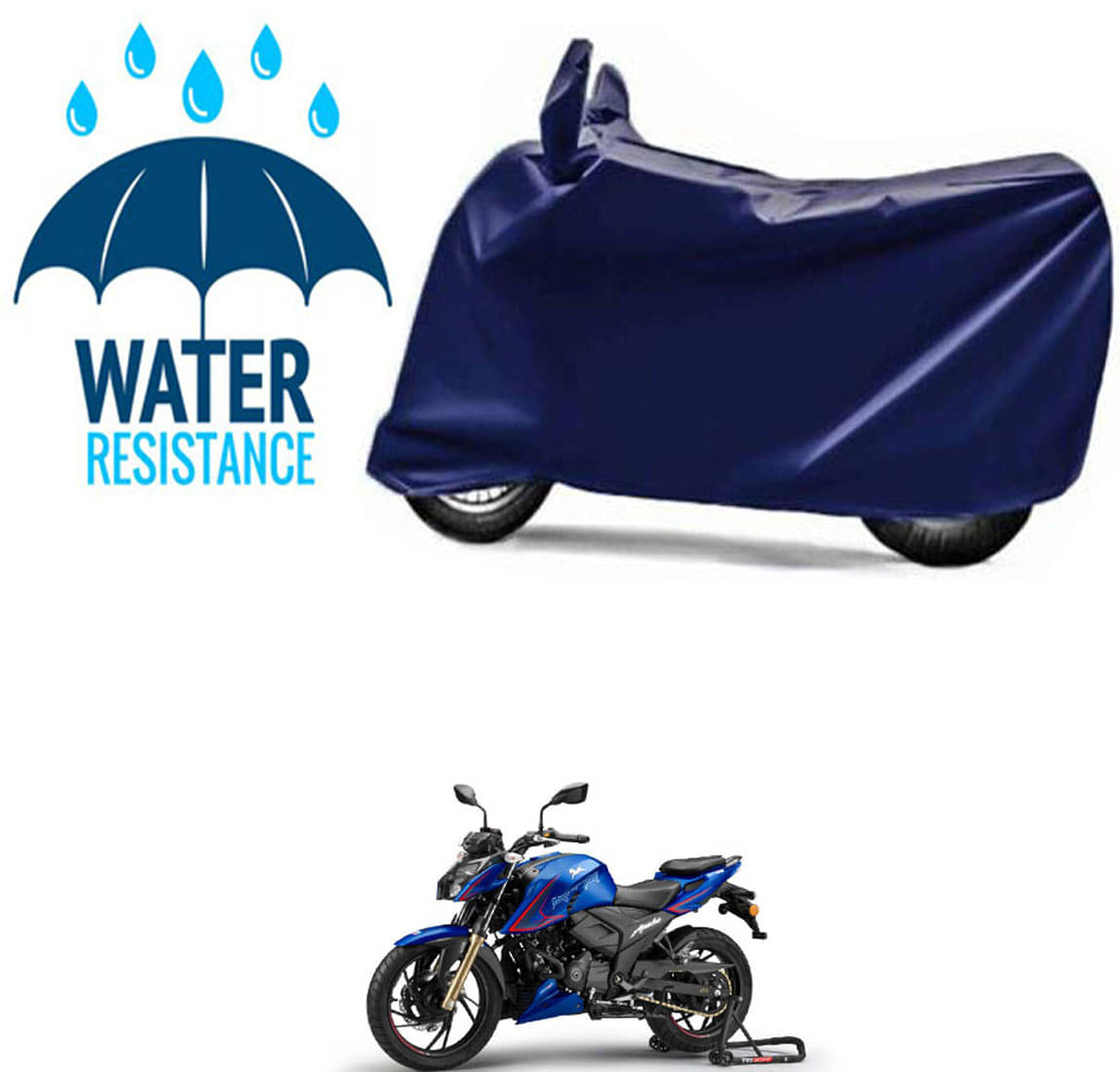 RONISH Bike Body Cover for TVS Apache RTR 200 4V Carb ( Pack of 1 ) , Blue RONISH Bike Body Cover for TVS Apache RTR 200 4V Carb ( Pack of 1 ) , Blue
