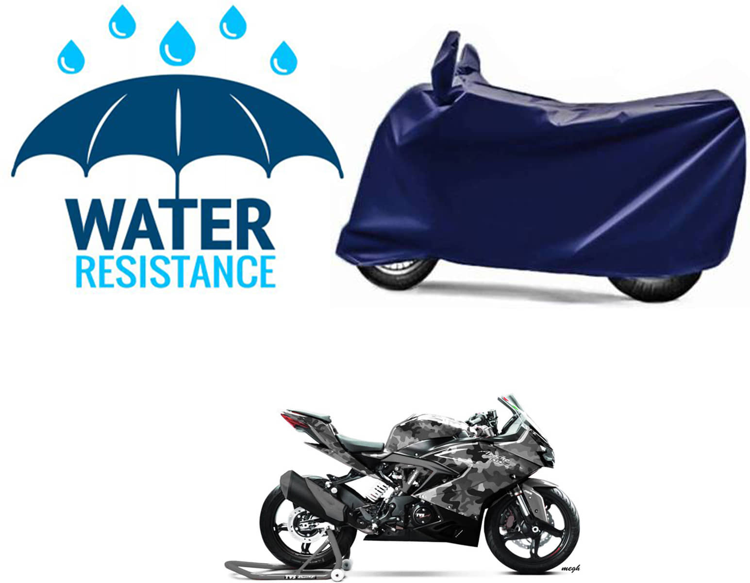 RONISH Bike Body Cover for TVS Apache 160 Fi ( Pack of 1 ) , Blue