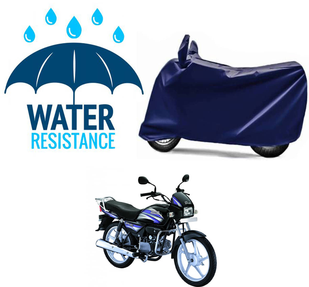 RONISH Bike Body Cover for Hero Splendor Pro ( Pack of 1 ) , Blue