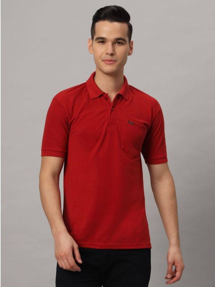 Resilience Cotton Blend Regular Fit Solid Half Sleeves Men's T-Shirt - Red ( Pack of 1 ) Resilience Cotton Blend Regular Fit Solid Half Sleeves Men's T-Shirt - Red ( Pack of 1 )