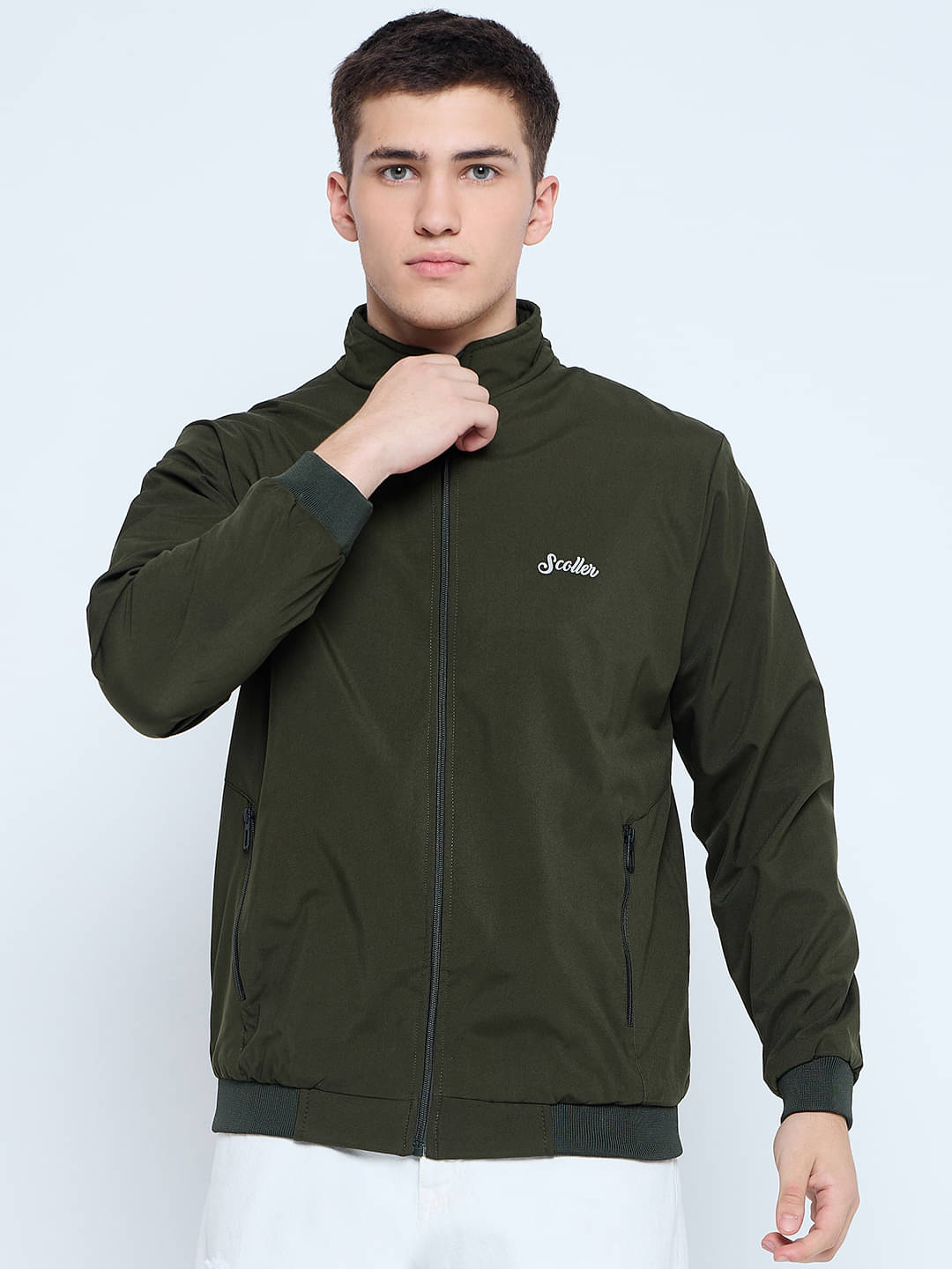     			SCOLLER Polyester Men's Windcheater Jacket - Olive ( Pack of 1 )