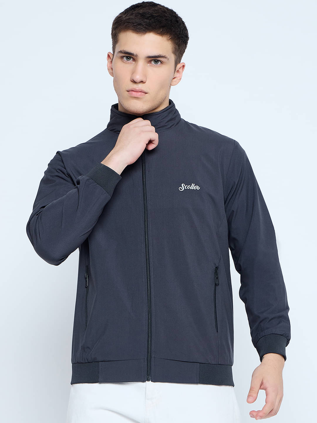 SCOLLER Polyester Men's Windcheater Jacket - Dark Grey ( Pack of 1 ) SCOLLER Polyester Men's Windcheater Jacket - Dark Grey ( Pack of 1 )