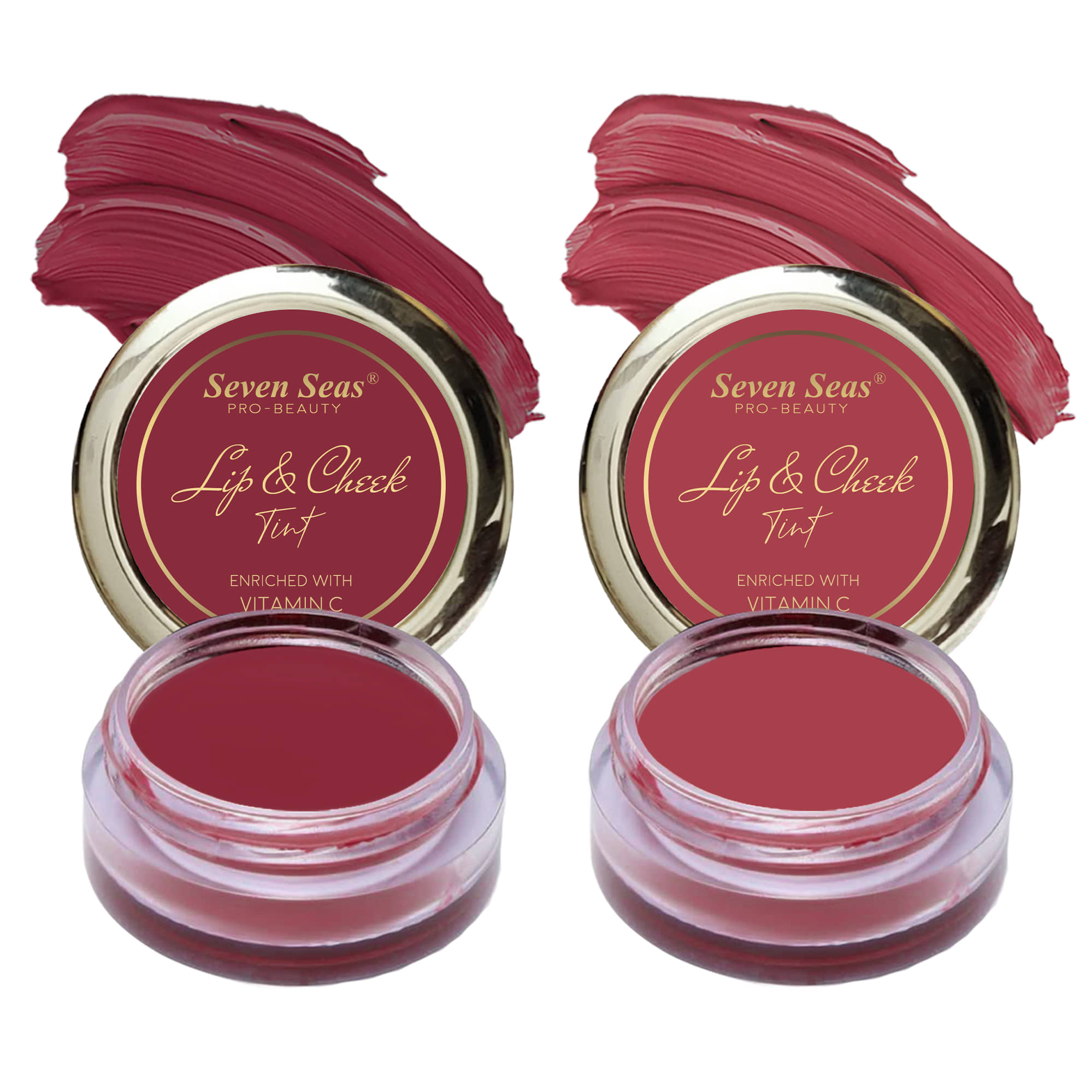 Seven Seas Tint Enriched With Vitamin C For Lips,Cheeks and Eye (Maroon,Fire Brick 8g) pack of 2