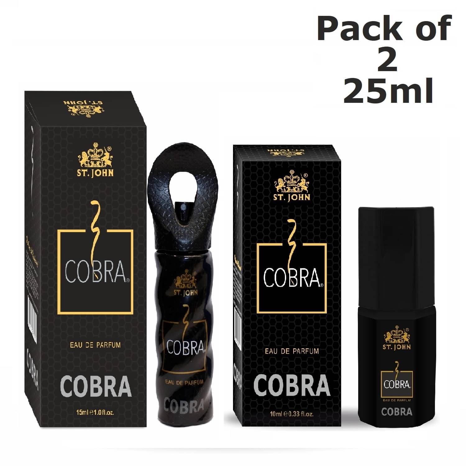 St. John Cobra 15ml & Cobra 10ml Long Lasting Pocket Perfume for Men 25 ml ( Pack of 2 ) St. John Cobra 15ml & Cobra 10ml Long Lasting Pocket Perfume for Men 25 ml ( Pack of 2 )