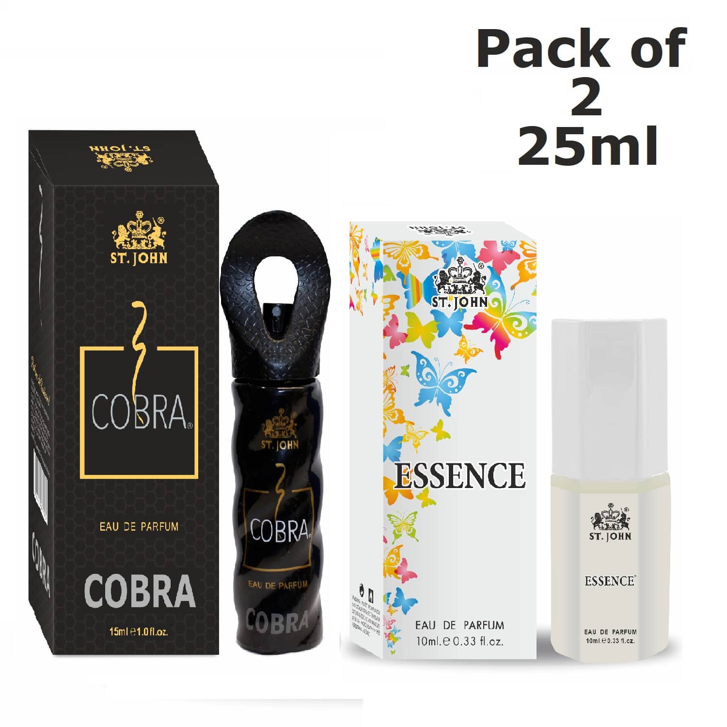 St. John Cobra Perfume 15ml & Essence 10ml Pocket Perfume for Men 25 ml ( Pack of 2 )