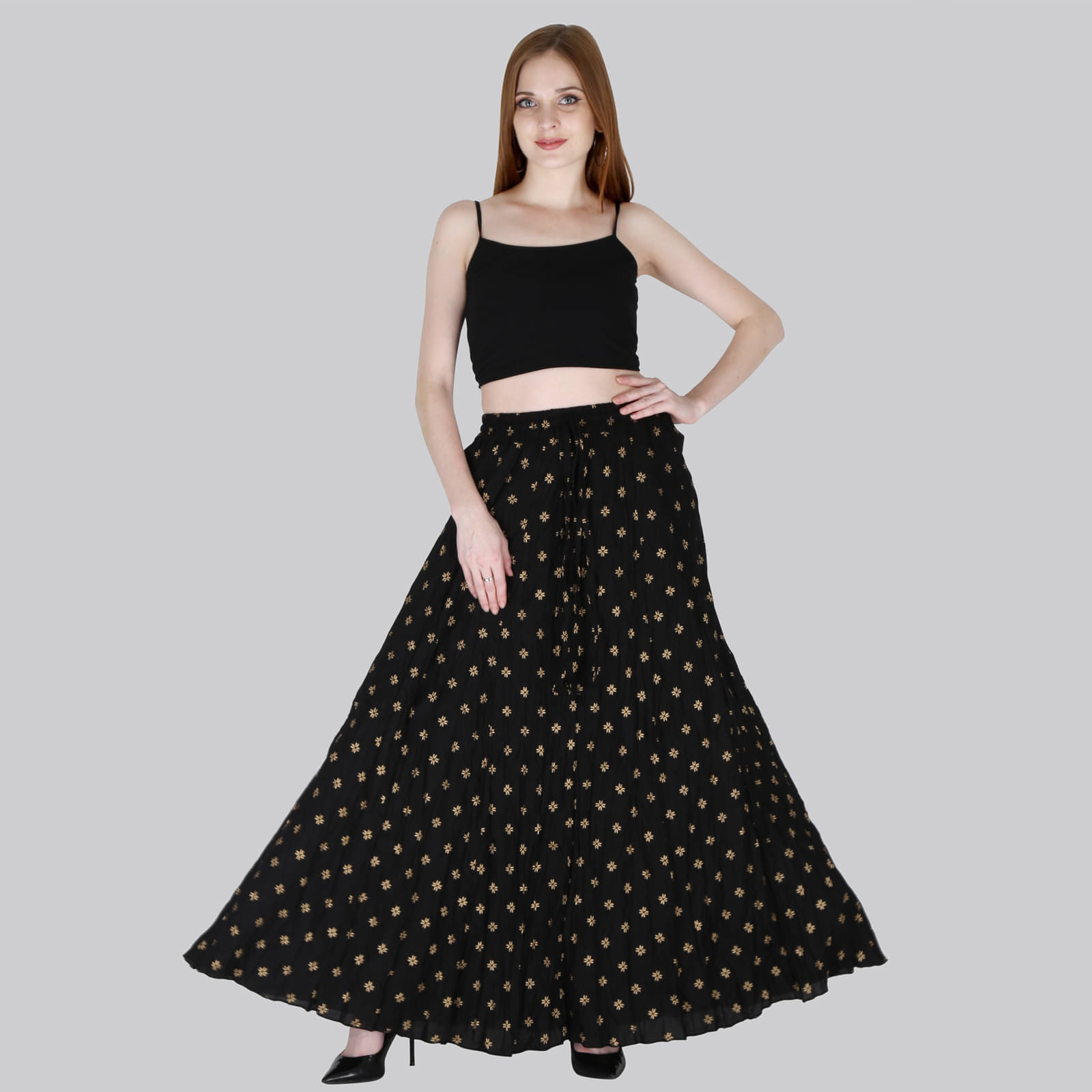     			Sttoffa Black Rayon Women's Broomstick Skirt ( Pack of 1 )