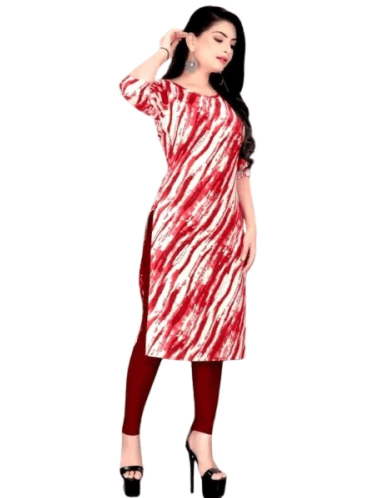 VACHHARAJ GROUP Crepe Printed A-line Women's Kurti - Red ( Pack of 2 ) VACHHARAJ GROUP Crepe Printed A-line Women's Kurti - Red ( Pack of 2 )