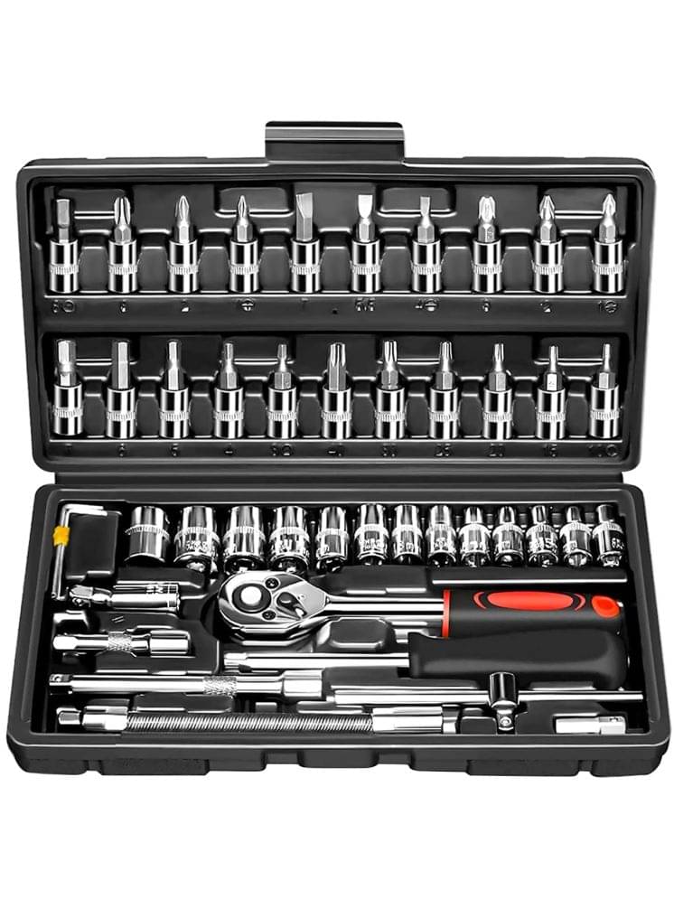     			Vertical9 Multipurpose 2 in 1 tool kit Wrench Socket 46 Pcs Screwdriver Set