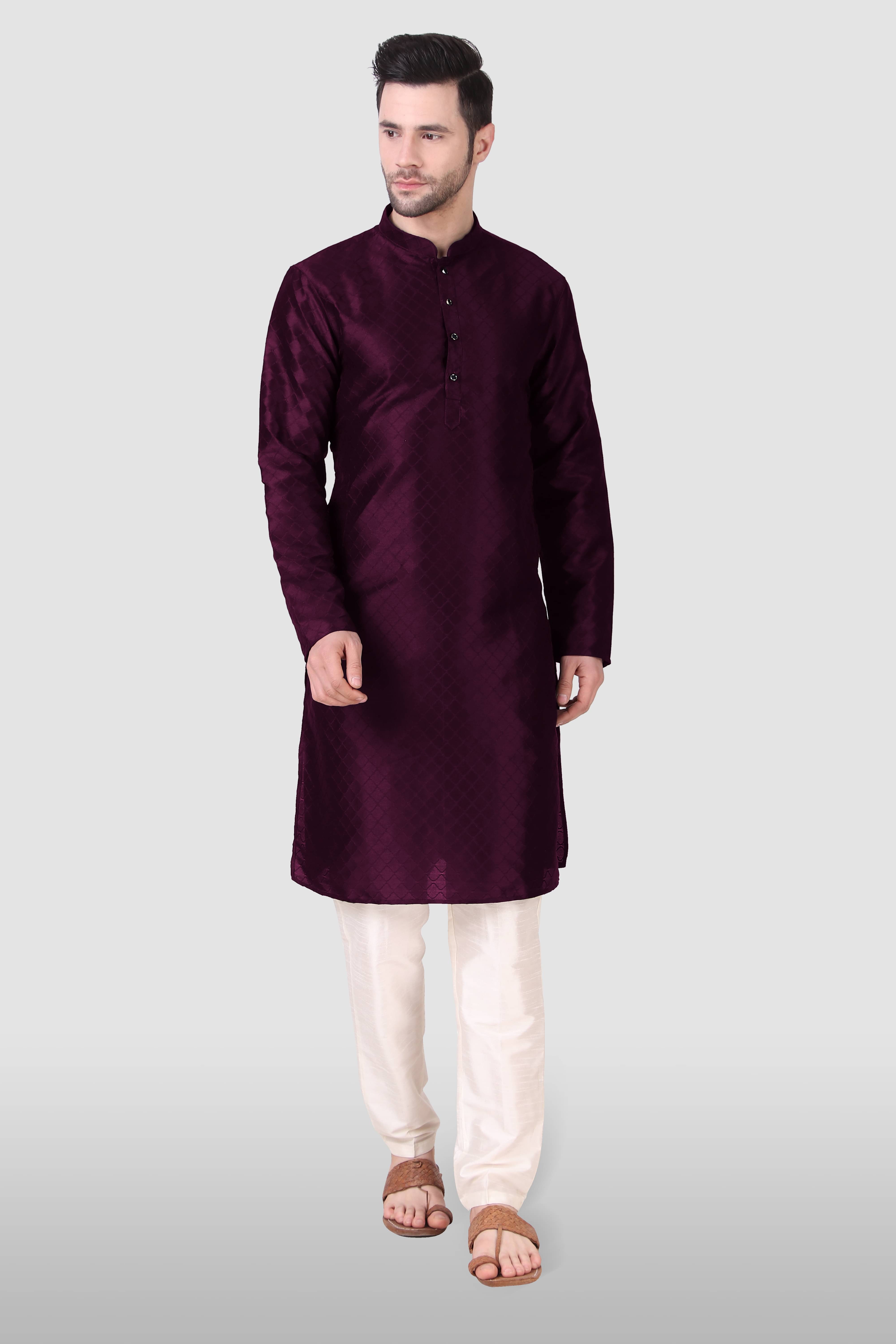     			koshin Purple Silk Men's Regular Kurta ( Pack of 1 )