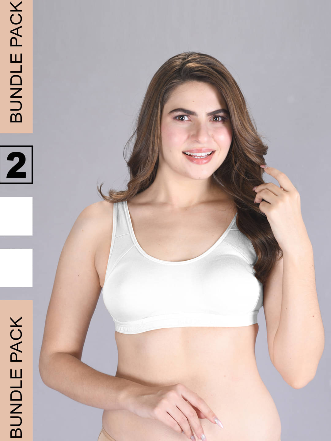 lux venus White Cotton Non Padded Women's Sports Bra ( Pack of 2 ) lux venus White Cotton Non Padded Women's Sports Bra ( Pack of 2 )