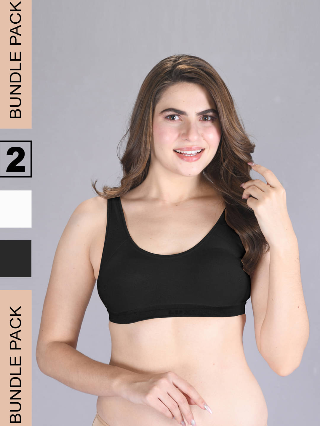lux venus White Cotton Non Padded Women's Sports Bra ( Pack of 2 ) lux venus White Cotton Non Padded Women's Sports Bra ( Pack of 2 )