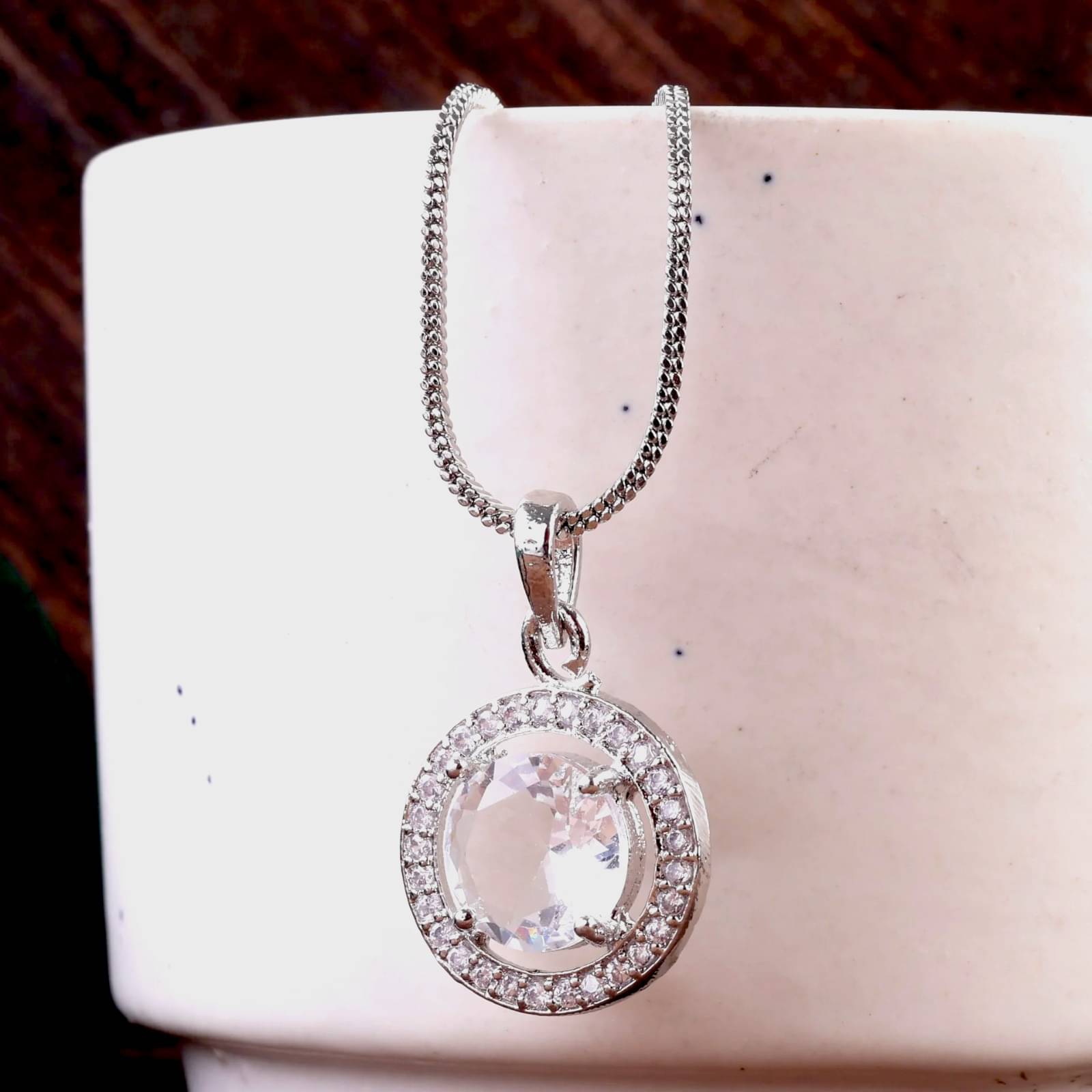     			AKLINA Silver Pendant set ( Pack of 1 )