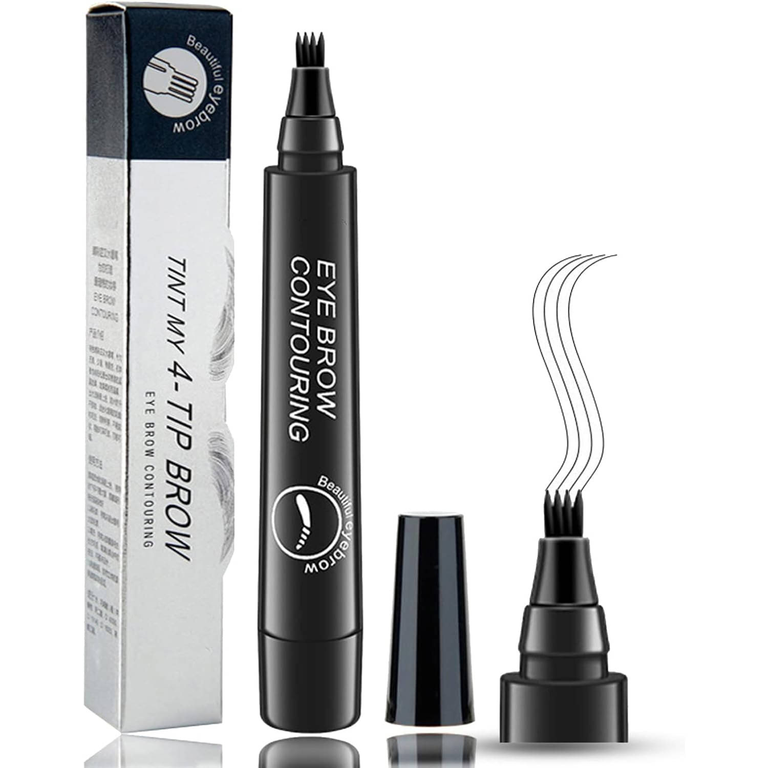     			Adbeni Eyebrow Pen with a 4 Micro-Fork Eyebrow Contour pen Brow Eyebrow Kit Black Black 25 g