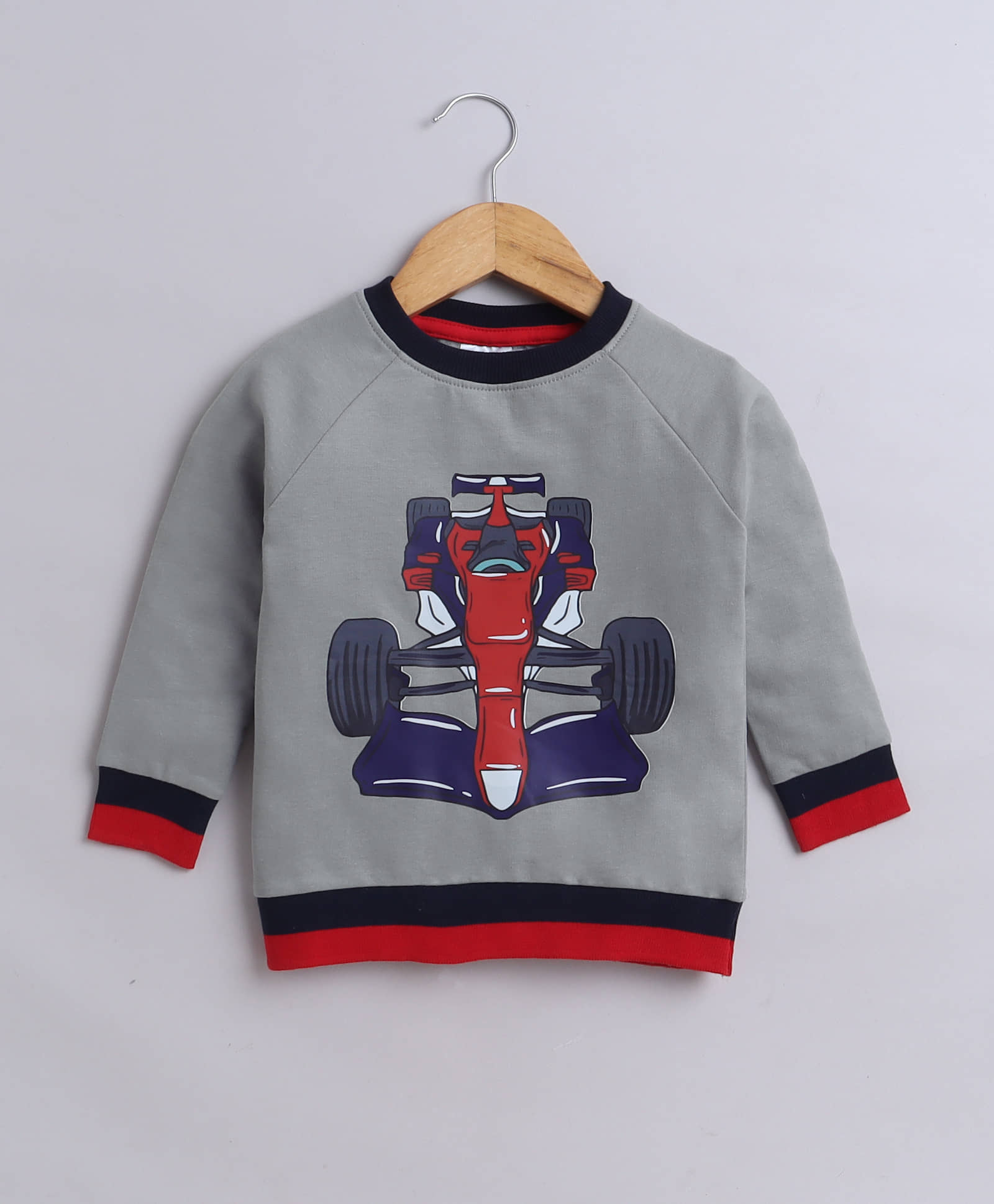 BUMZEE Grey Boys Full Sleeves Cotton Sweatshirt Age - 18-24 Months